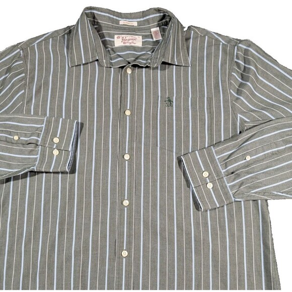 Original Penguin Striped Button Down Shirt Men's Size XL Classic Fit - Picture 1 of 7